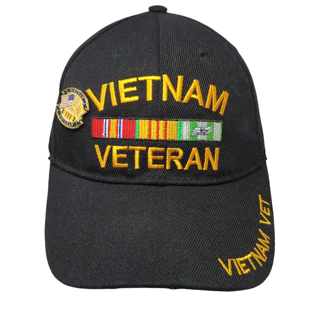 Vietnam Veteran Strapback Baseball Cap Black One Size Embroidered KYS Design Cap
